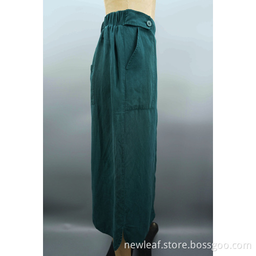 Damen-Casual Pocket Slit Elastic A-Line-Rock